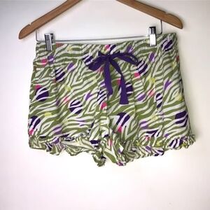 Jenni by Jennifer Moore Pajama Shorts Green White‎ Stripes w/Circles Medium